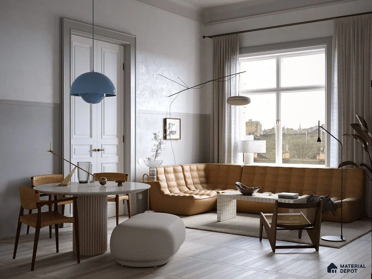 a bathroom with a large tub in the middle of it and wooden flooring next to a large window that has lots of a wooden floor in front of a window covered in painted door, antique rug. Foyer Design,